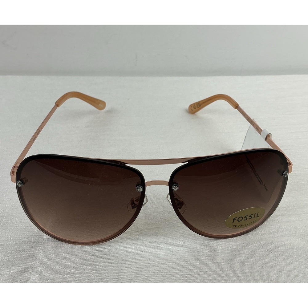 Fossil Aviator Sunglasses Gold X82564 New With Tags